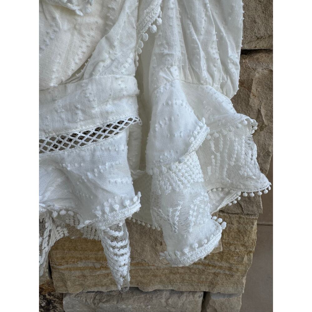 Elaborate Mulla White Ruffle Lace Corset Blouse Statement Top - Picture 8 of 15